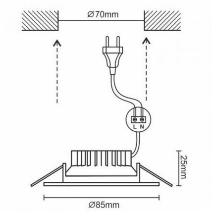 LED Підвісний світильник для ванної кімнати LED/7W/230V 4000K біла IP44