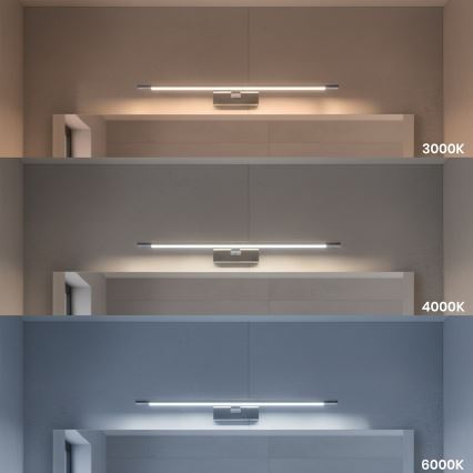 Светодиодный светильник для зеркала KLIMT LED, 12 Вт, 230 В, 3000/4000/6000K, 60 см, IP44, полированный хром