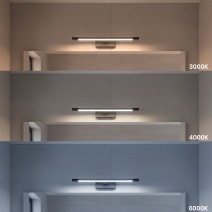 LED-светильник для зеркала в ванной KLIMT, 8 Вт, 230 В, 3000/4000/6000 К, 40 см, IP44, чёрный
