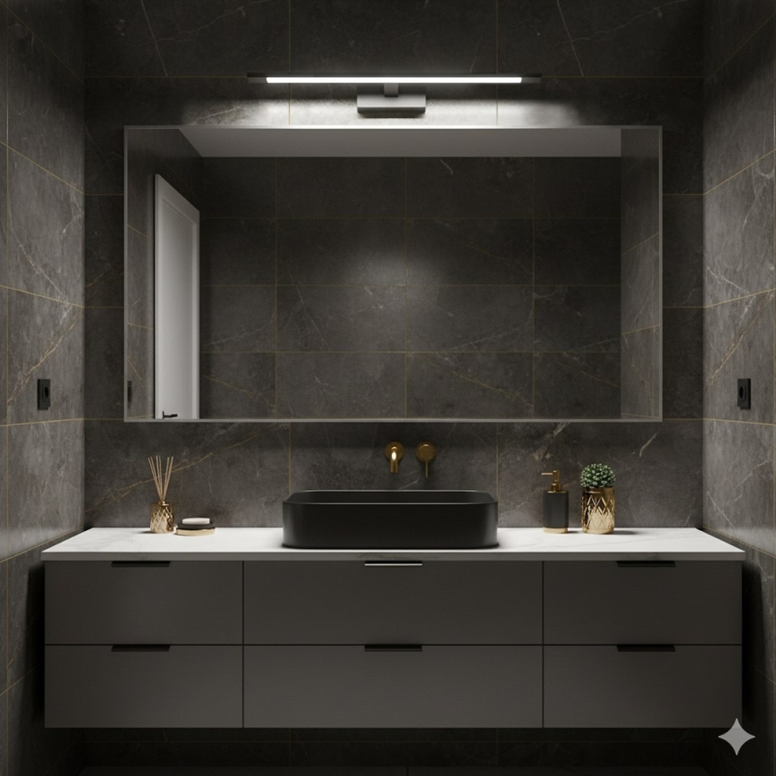 LED-светильник для зеркала в ванной KLIMT, 12 Вт, 230 В, 3000/4000/6000K, 60 см, IP44, черный