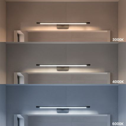 LED-светильник для зеркала в ванной KLIMT, 12 Вт, 230 В, 3000/4000/6000K, 60 см, IP44, черный