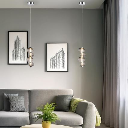 LED-подвес на тросе BOLLA LED/17W/230V, диаметр 16 см, глянцевый хром/дымчато-серый