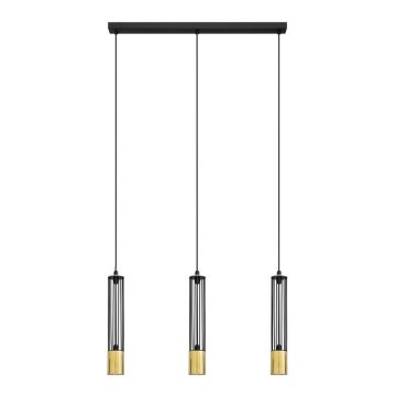LED Подвесная люстра BARS 3xGU10/4,8W/230V черная/золотая