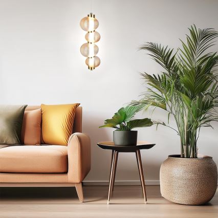 LED-подвесная люстра на тросе BOLLA LED/17W/230V Ø 16 см, золото/дымчато-бежевый