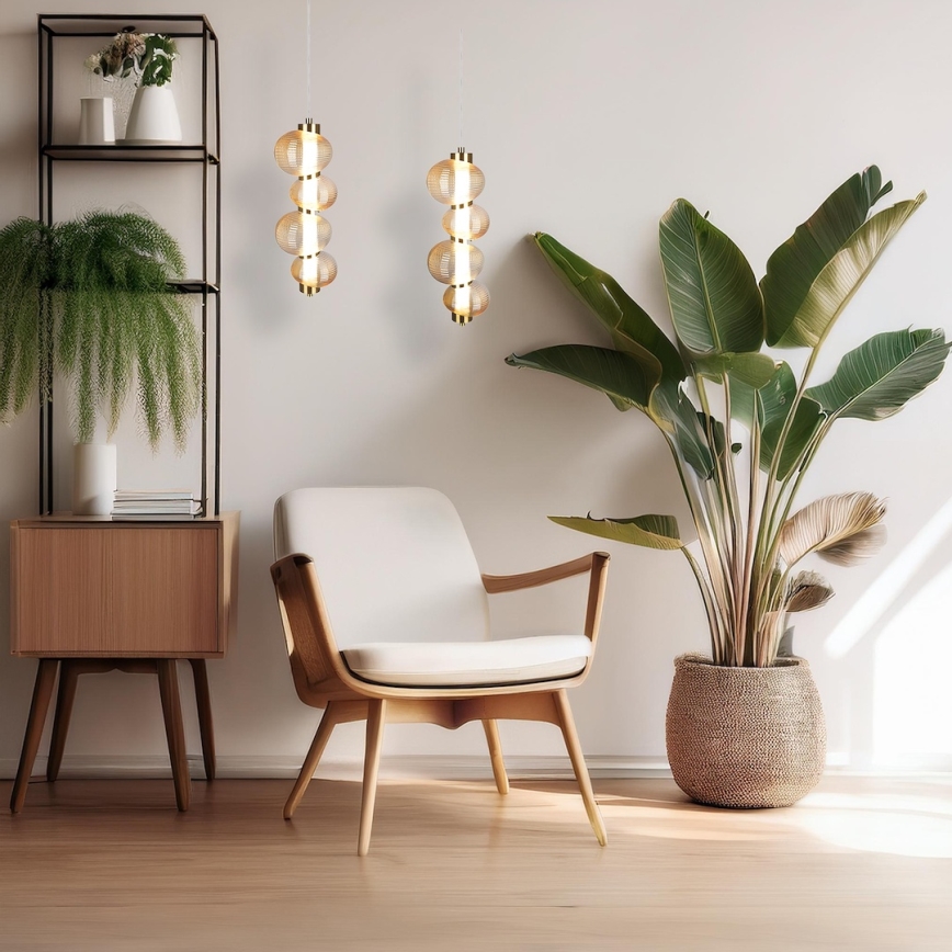 LED-подвесная люстра на тросе BOLLA LED/17W/230V Ø 16 см, золото/дымчато-бежевый