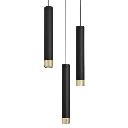 LED Подвесная люстра TUBA 3xGU10/6,5W/230V черный/золотой