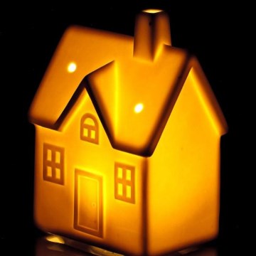 LED Порцелянова прикраса LED/3xLR44/теплий білий будиночок білий