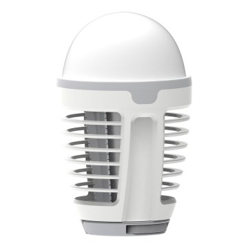 LED Портативна акумуляторна лампа з ловцем комах LED/5W/1800 mAh IPX4 біла/сіра