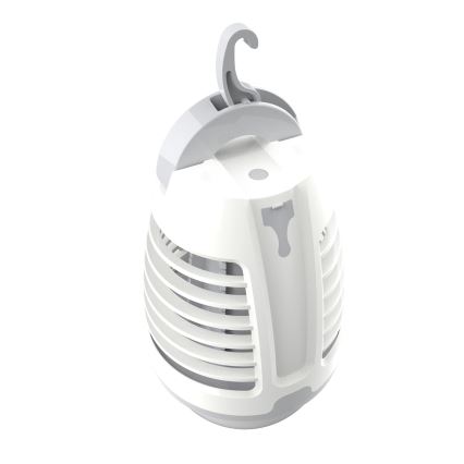 LED Портативна акумуляторна лампа з ловцем комах LED/5W/1800 mAh IPX4 біла/сіра
