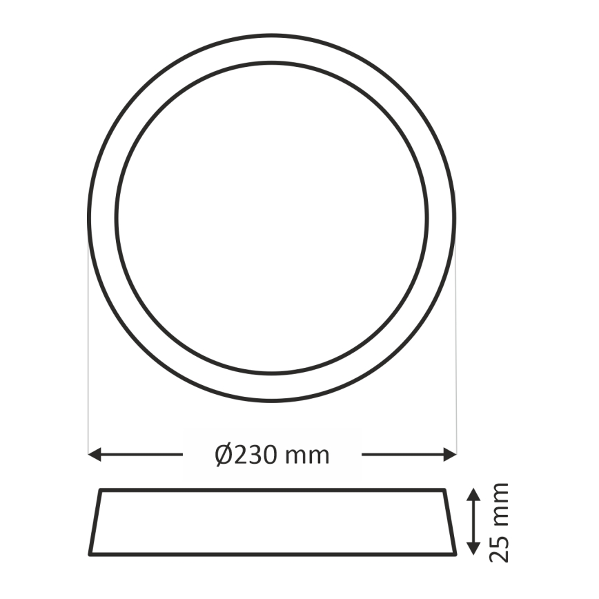LED потолочный светильник 18 Вт / 230 В / 3000/4000/6500 К, диам. 23 см, черный