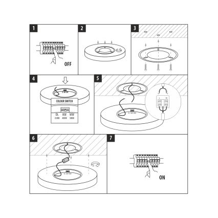 LED потолочный светильник 32 Вт / 230 В, 3000/4000/6500 К, Ø 40 см, черный