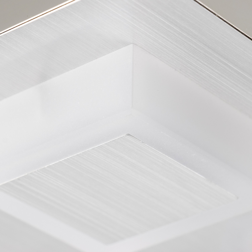 LED-потолочный светильник, 4×LED по 5 Вт, 230 В, 3000 К (тёплый белый), 28×28 см, матовый хром