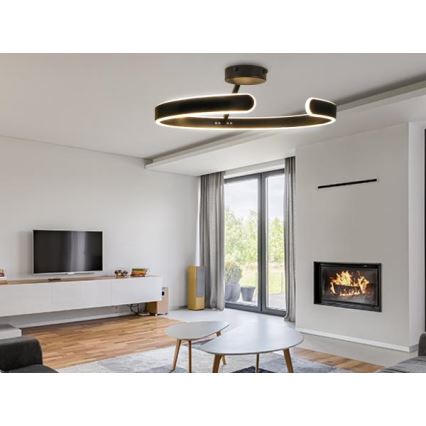Светодиодная регулируемая накладная люстра LED/72W/230V 3000-6500K черная + пульт дистанционного управления