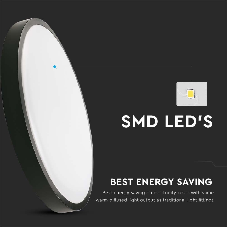 Светодиодный потолочный светильник для ванной с датчиком LED/18W/230V 4000K IP44 диам. 22,5 см черный