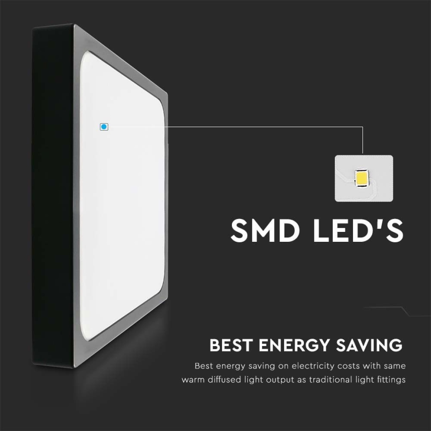 Светодиодный потолочный светильник для ванной с датчиком LED/18W/230V 4000K IP44 22,5x22,5 см черный