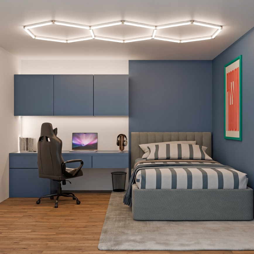 LED потолочный светильник HEXAGON LED/128W/85-265V 4000K 248x97 cm CRI 90 IP54 белый