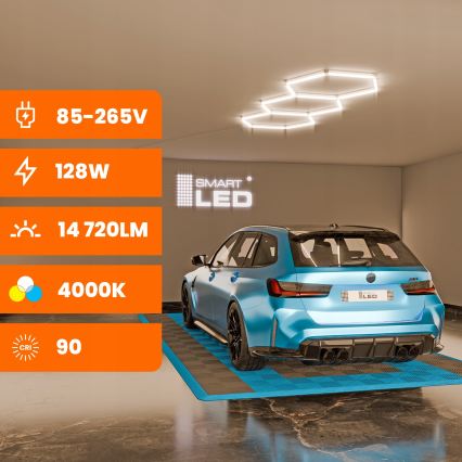 LED потолочный светильник HEXAGON LED/128W/85-265V 4000K 248x97 cm CRI 90 IP54 белый