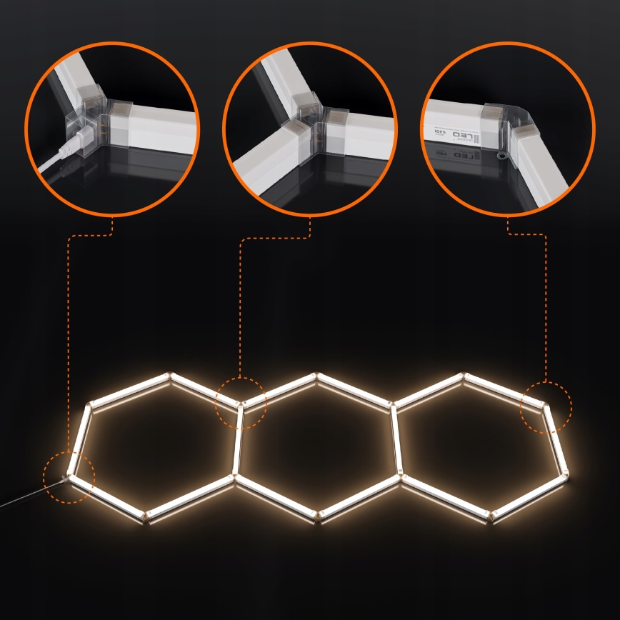 LED потолочный светильник HEXAGON LED/128W/85-265V 4000K 248x97 cm CRI 90 IP54 белый