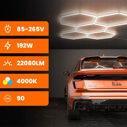 LED потолочный светильник HEXAGON LED/240W/85-265V 4000K 298x209 см CRI 90 IP44 белый