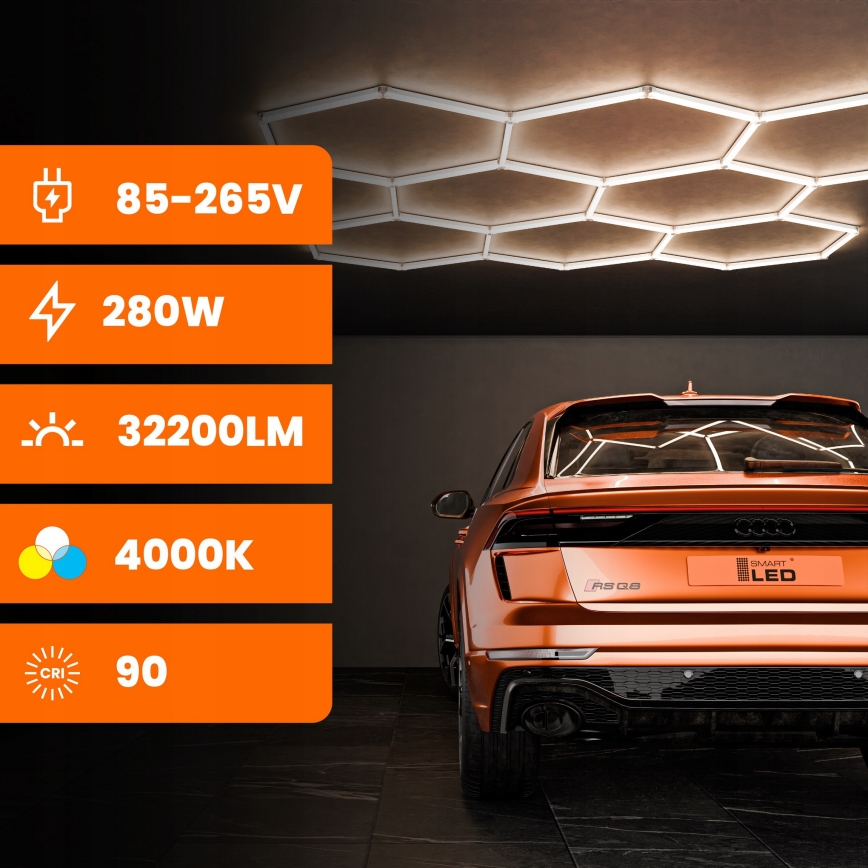 LED потолочный светильник HEXAGON LED/280W/85-265V 4000K 313x298 cm CRI 90 IP54 белый