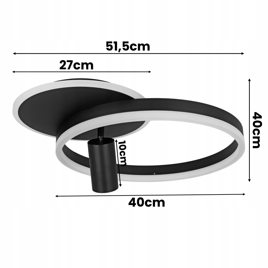 LED потолочный светильник LED/38W/230V + 1xGU10/30W чёрный