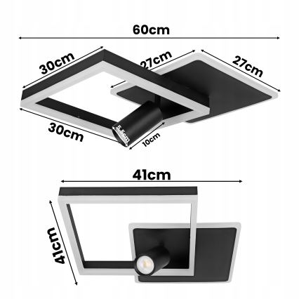 LED потолочный светильник LED/38W/230V + 1xGU10/30W черный