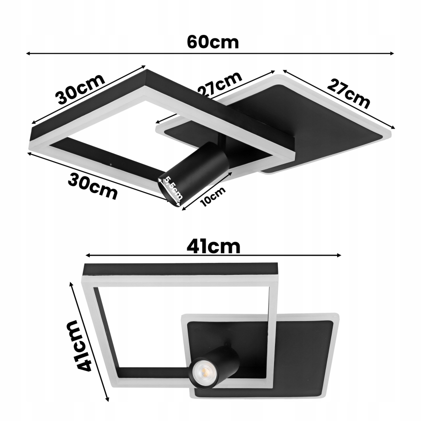 LED потолочный светильник LED/38W/230V + 1xGU10/30W черный
