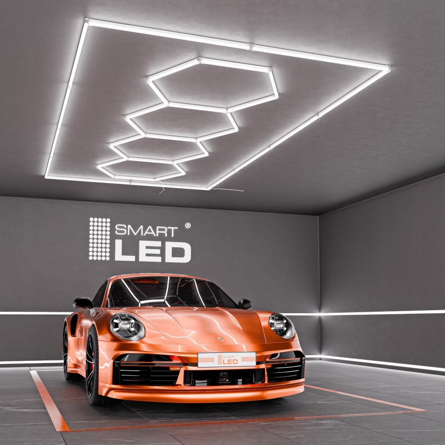 Светодиодный потолочный светильник HEXAGON LED/426W/85-265V 6500K 484x243 cm CRI 90 IP44 белый