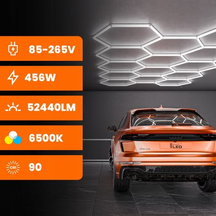 Светодиодный потолочный светильник HEXAGON LED/570W/85-265V 6500K 522x298 cm CRI 90 IP44 белый