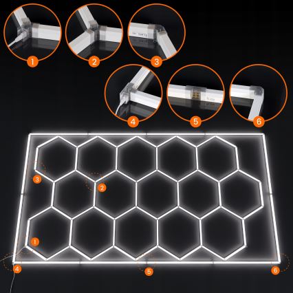 Светодиодный потолочный светильник HEXAGON LED/696W/85-265V 6500K 484x243 cm CRI 90 IP44 белый