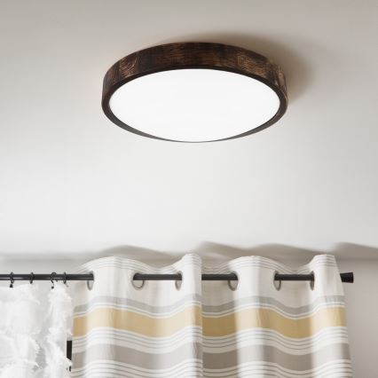 LED-потолочный светильник OAK SMOKY SLIM, 36 Вт, 230 В, 4000 К (нейтральный белый), Ø 37 см, дуб/тёмно-коричневый