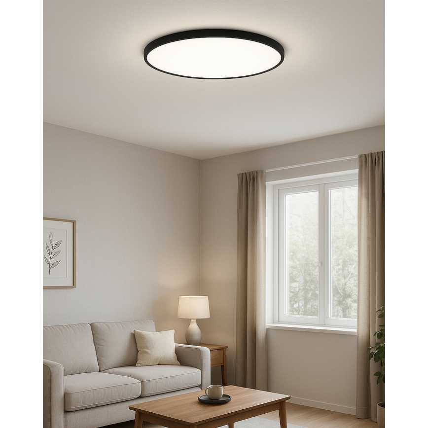 LED потолочный светильник, 40 Вт, 230 В, 3000/4000/6500 К, диаметр 50 см, черный
