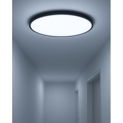 LED потолочный светильник, 40 Вт, 230 В, 3000/4000/6500 К, диаметр 50 см, черный