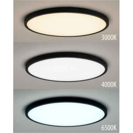 LED потолочный светильник, 40 Вт, 230 В, 3000/4000/6500 К, диаметр 50 см, черный