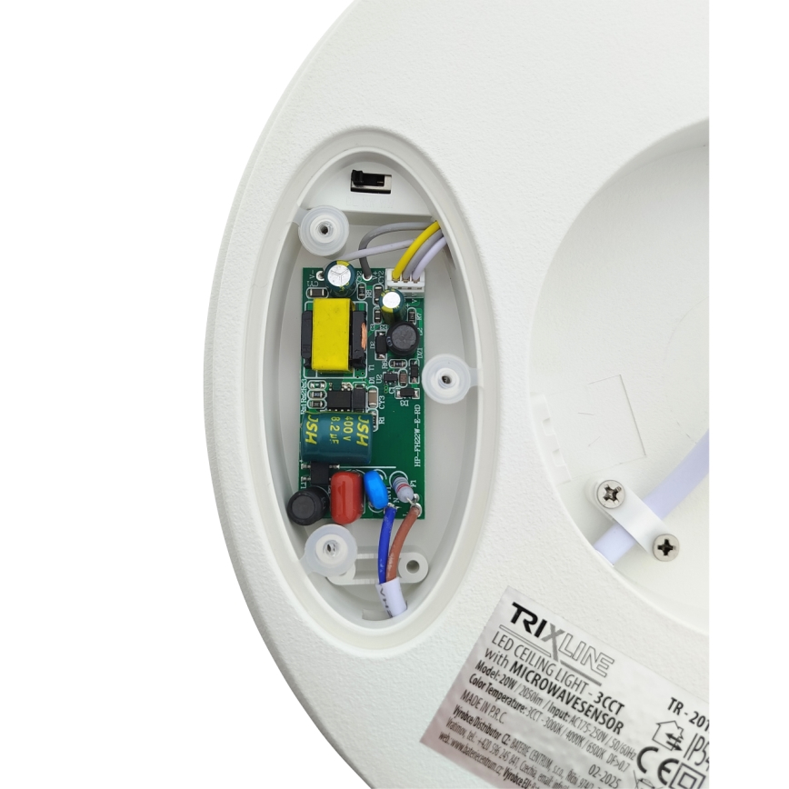 LED потолочный светильник для ванной с датчиком движения LED/20 Вт/230 В 3000/4000/6500К Ø 23 см IP54 белый
