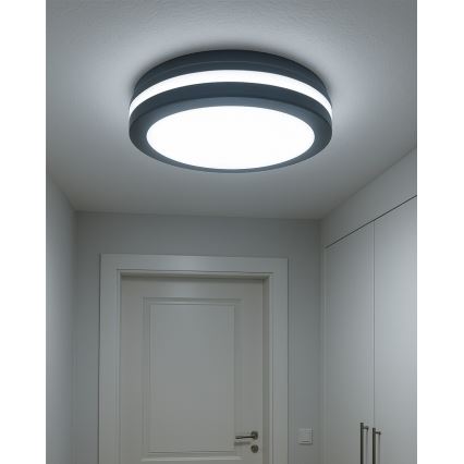 LED потолочный светильник для ванной комнаты с датчиком движения LED/20W/230V 3000/4000/6500K Ø 23 см IP54 антрацитовый