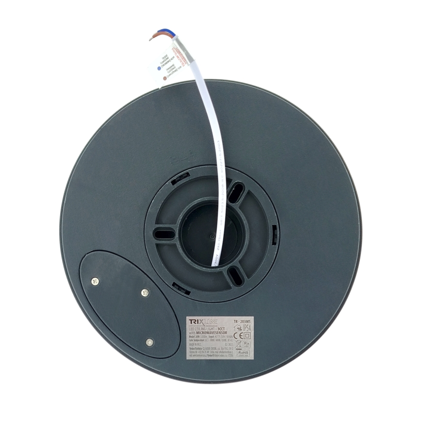 LED потолочный светильник для ванной комнаты с датчиком движения LED/20W/230V 3000/4000/6500K Ø 23 см IP54 антрацитовый