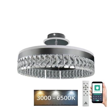 LED Пристельова кришталева люстра з регулюванням яскравості LED/75W/230V 3000-6500K матовий хром + пульт дистанційного керування