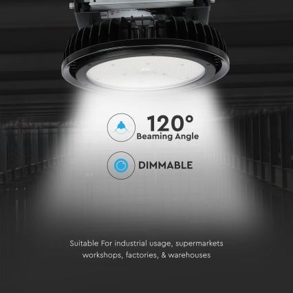 LED Промисловий світильник з регулюванням яскравості High Bay LED/500W/230V 4000K IP65 чорний