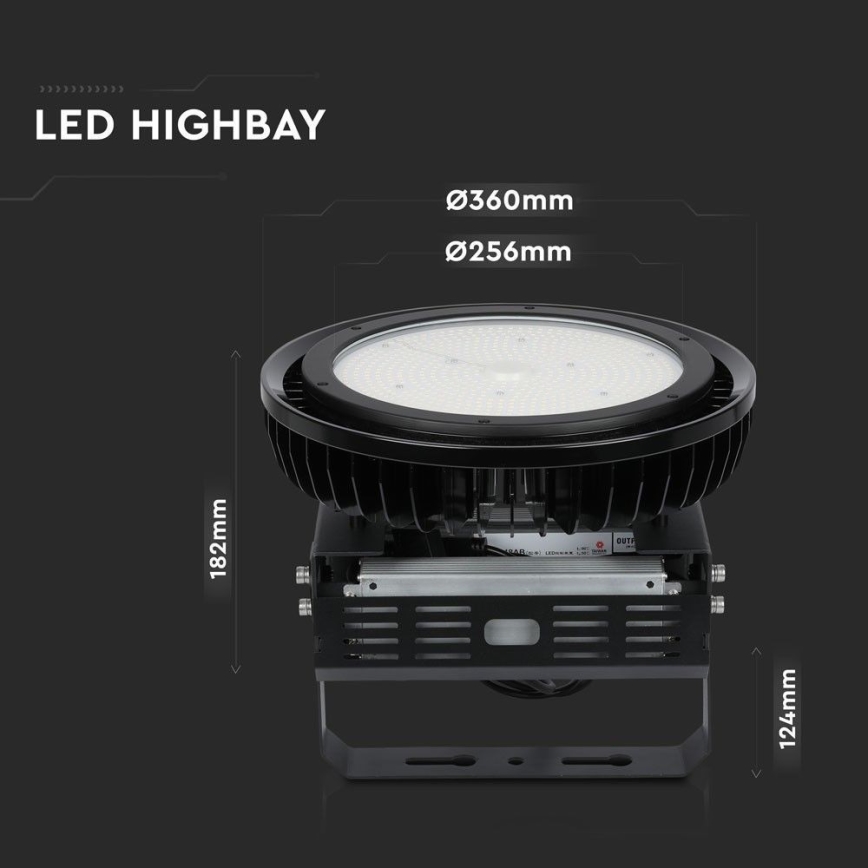 LED Промисловий світильник з регулюванням яскравості High Bay LED/500W/230V 4000K IP65 чорний
