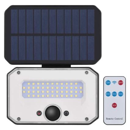 LED Прожектор на сонячній батареї з датчиком руху SPILO LED/3,7V 3600mAh 3000K IP54 + пульт дистанційного керування