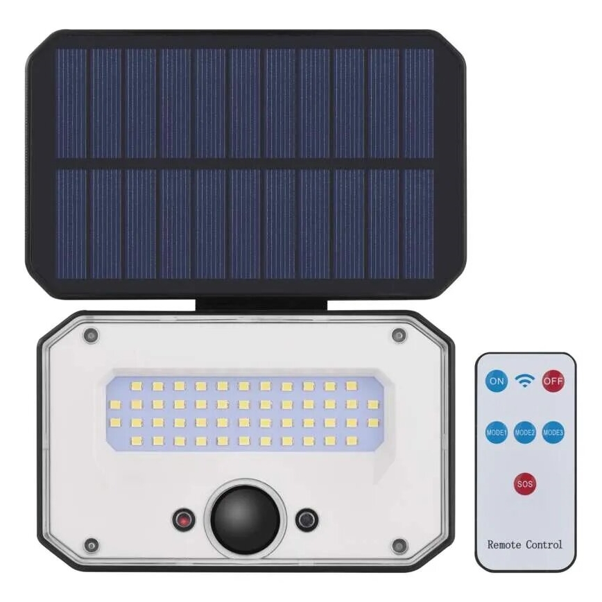 LED Прожектор на сонячній батареї з датчиком руху SPILO LED/3,7V 3600mAh 3000K IP54 + пульт дистанційного керування