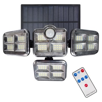 LED Прожектор на сонячній батареї з датчиком руху та освітленості LED/30W/3,7V 2400 mAh IP47 + пульт дистанційного керування