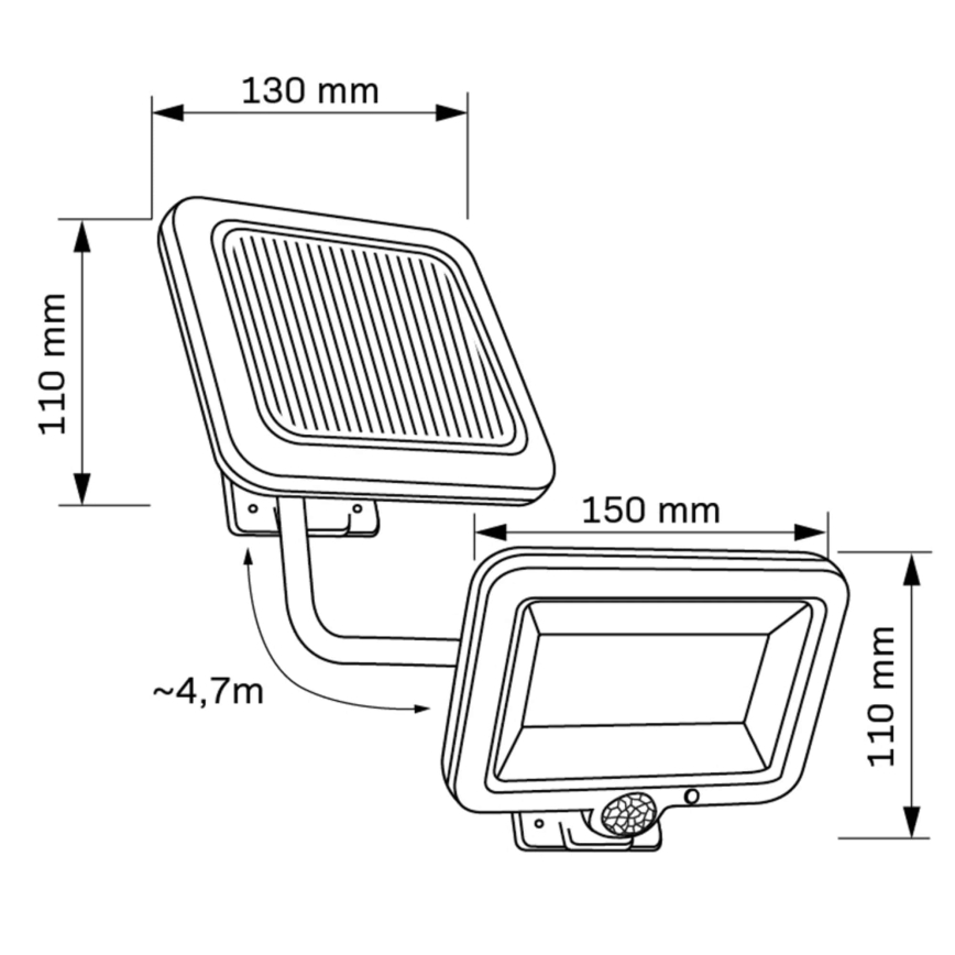 LED Прожектор з датчиком на сонячній батареї DUO LED/1W/3,7V IP44