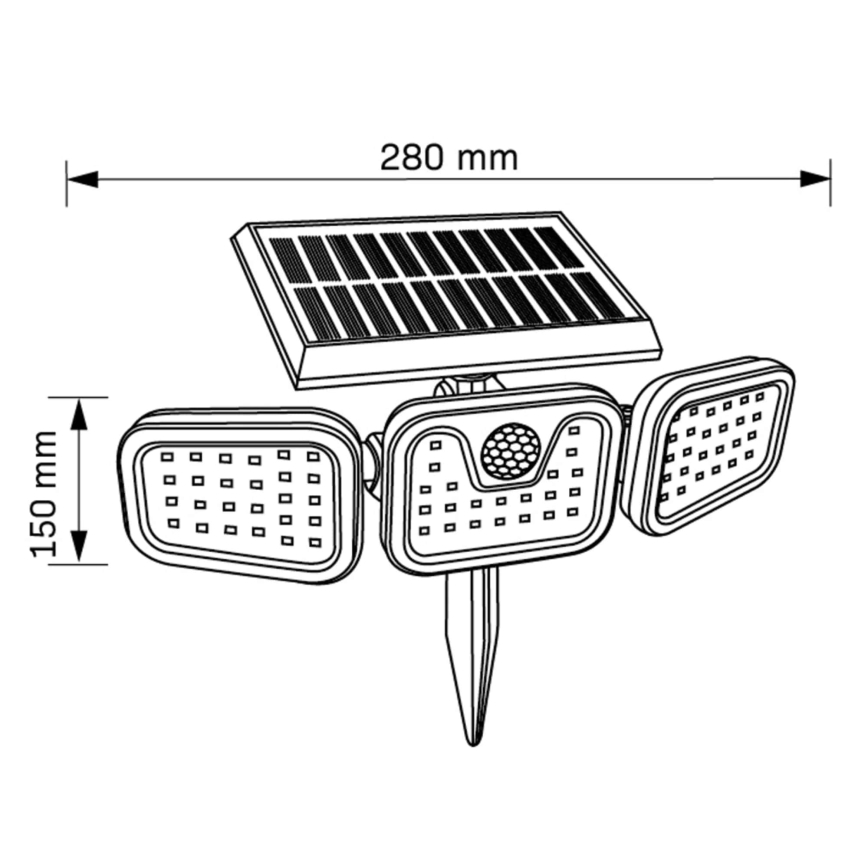 LED Прожектор з датчиком на сонячній батареї TRIO LED/0,6W/3,7V IP44