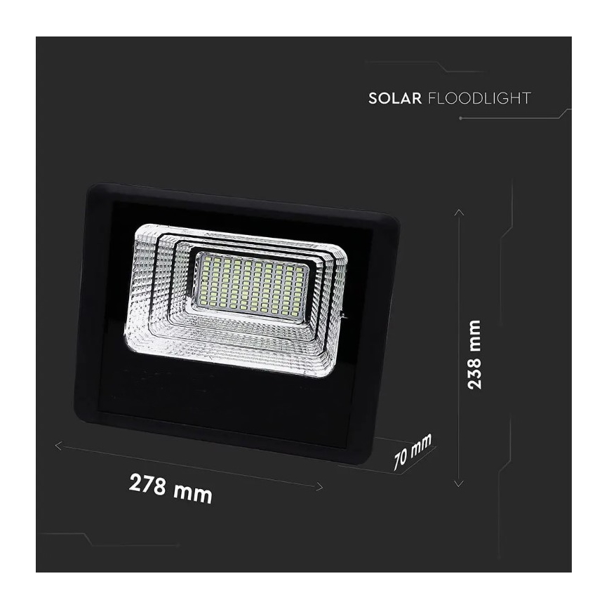 LED Прожектор з регулюванням яскравості на сонячній батареї LED/20W/6,4V 4000K IP65 10000 mAh + пульт дистанційного керування