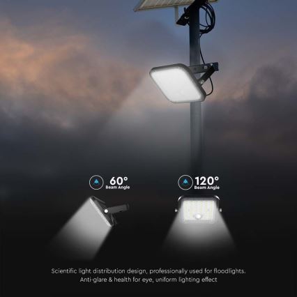 LED Прожектор з регулюванням яскравості на сонячній батареї з датчиком LED/10W/3,7V 4000/6000K IP65 + пульт дистанційного керування