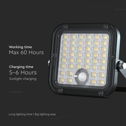 LED Прожектор з регулюванням яскравості на сонячній батареї з датчиком LED/10W/3,7V 4000/6000K IP65 + пульт дистанційного керування