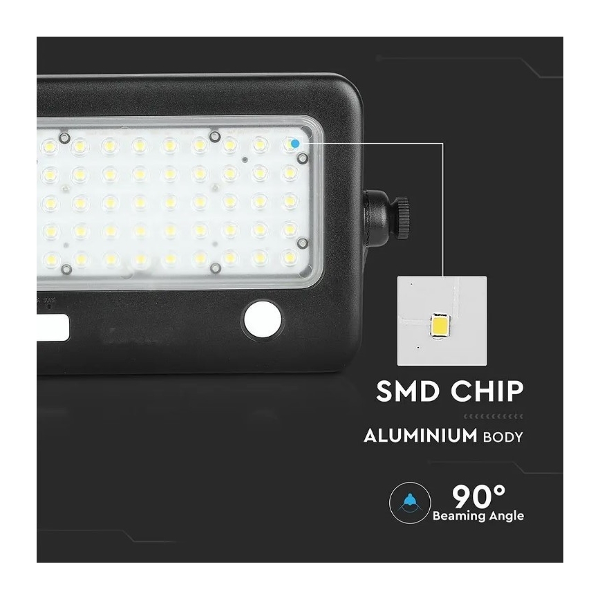 LED Прожектор з регулюванням яскравості на сонячній батареї з датчиком LED/10W/3,7V 4000K IP65 7200 mAh + USB порт