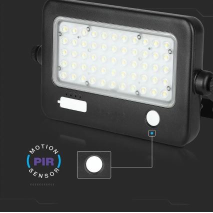 LED Прожектор з регулюванням яскравості на сонячній батареї з датчиком LED/10W/3,7V 4000K IP65 7200 mAh + USB порт